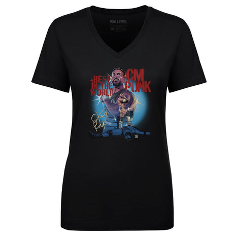CM Punk Stencil Women's WWE V-Neck T-Shirt