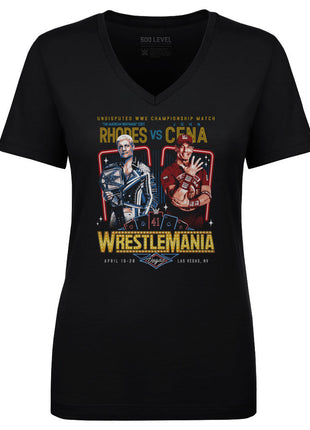 Wrestlemania 41 Cody Rhodes Vs. John Cena WWE Women's V-Neck T-Shirt