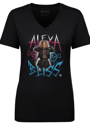 Alexa Bliss Skulls Women's WWE V-Neck T-Shirt
