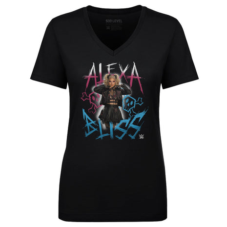 Alexa Bliss Skulls Women's WWE V-Neck T-Shirt
