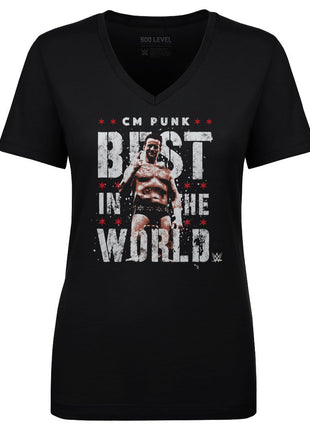 CM Punk Best In The World Vector Women's WWE V-Neck T-Shirt