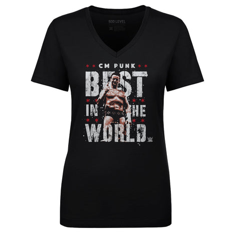 CM Punk Best In The World Vector Women's WWE V-Neck T-Shirt