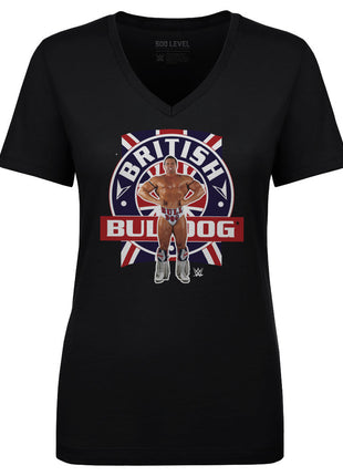 British Bulldog Flag Pose Women's WWE V-Neck T-Shirt