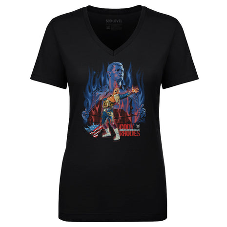 Cody Rhodes Flames Women's WWE V-Neck T-Shirt
