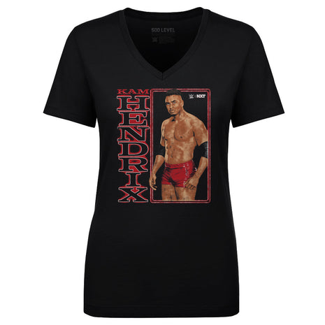 Kam Hendrix WWE Vertical Name Women's WWE V-Neck T-Shirt