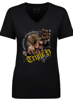 Triple H Crack WWE Women's V-Neck T-Shirt