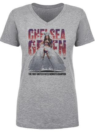 Chelsea Green Stars Women's WWE V-Neck T-Shirt