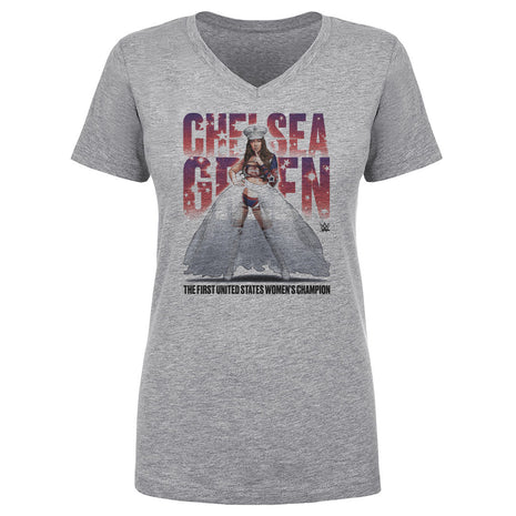 Chelsea Green Stars Women's WWE V-Neck T-Shirt