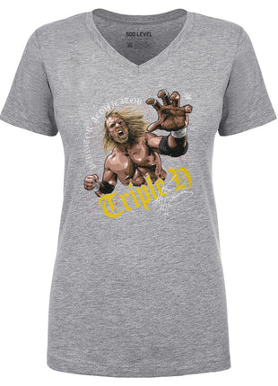 Triple H Crack WWE Women's V-Neck T-Shirt