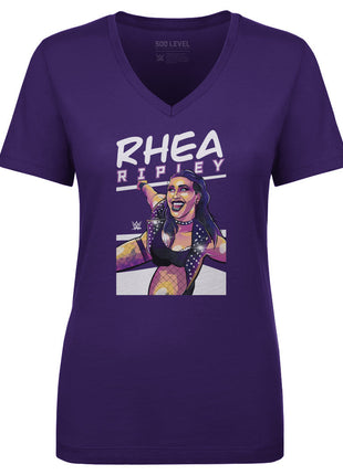 Rhea Ripley Illustration Women's WWE V-Neck T-Shirt