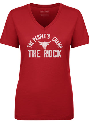 The Rock The People's Champ Logo WWE Women's V-Neck T-Shirt