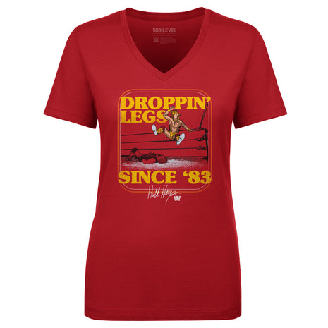 Camiseta de cuello en V para mujer de la WWE Hulk Hogan "Bajando las piernas desde el 83"