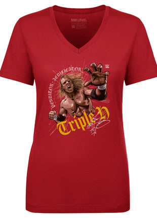 Triple H Crack WWE Women's V-Neck T-Shirt
