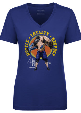 John Cena Hustle Loyalty Respect WWE Women's V-Neck T-Shirt