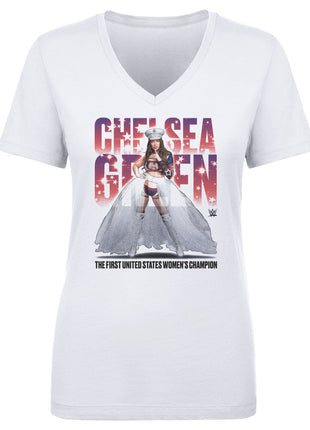 Chelsea Green Stars Women's WWE V-Neck T-Shirt
