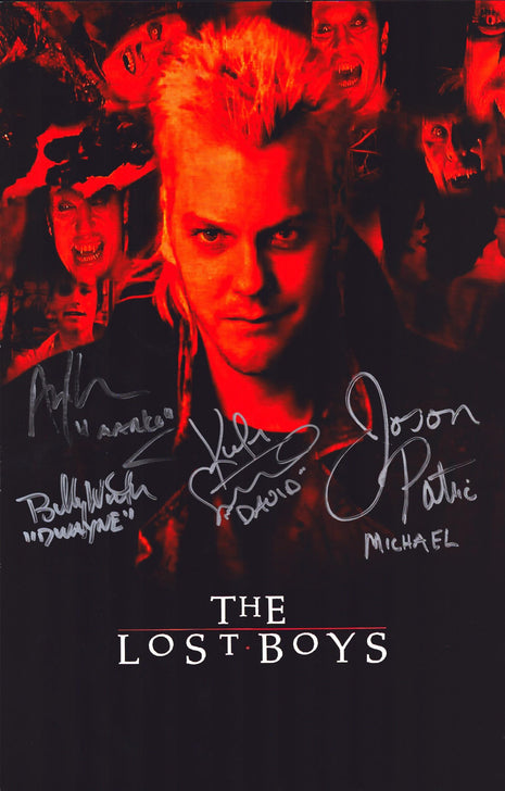 Lost Boys - Jason Patric, Kiefer Sutherland, Alex Winter & Billy Wirth multi-signed 11x17 Photo