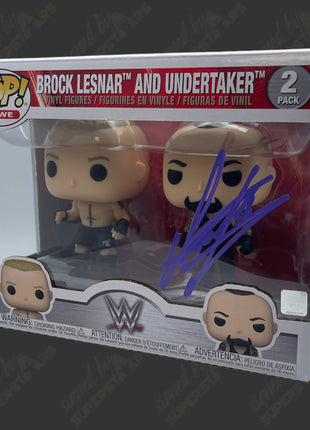 Undertaker signed Funko POP Figure Brock Lesnar 2-pack (w/ JSA)