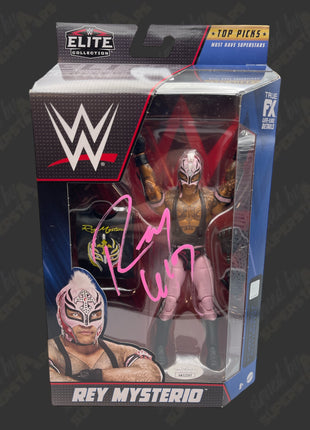 Rey Mysterio signed WWE Elite Action Figure Top Picks (w/ JSA + Protector)