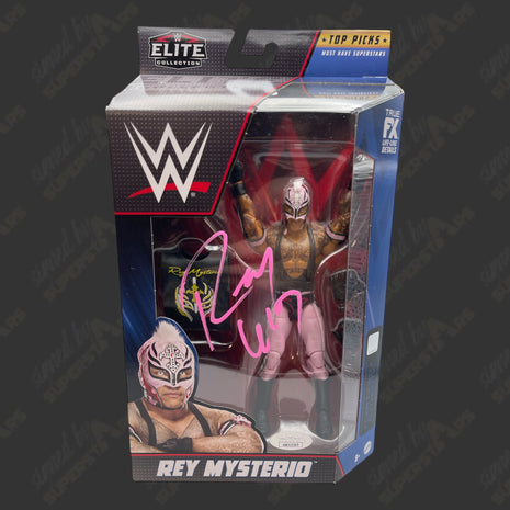 Rey Mysterio signed WWE Elite Action Figure Top Picks (w/ JSA + Protector)