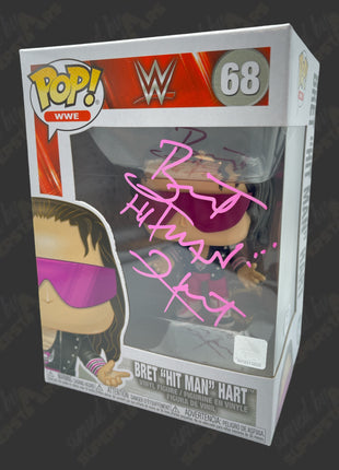 Bret Hart signed WWE Funko POP Figure #68 (w/ PSA)