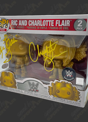 Ric Flair & Charlotte Flair dual signed WWE Funko POP Figure (2-pack w/ PSA)