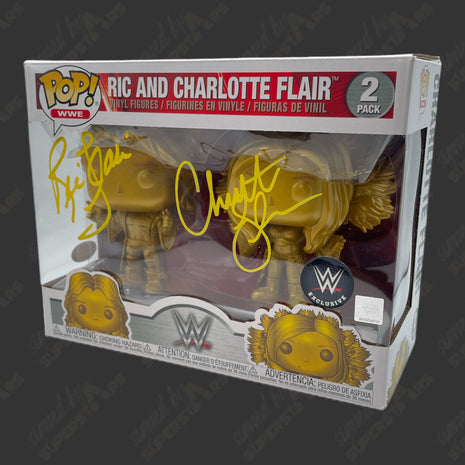 Ric Flair & Charlotte Flair dual signed WWE Funko POP Figure (2-pack w/ PSA)