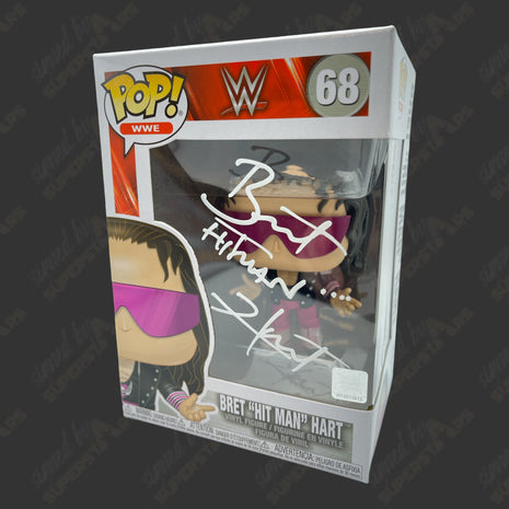 Bret Hart signed WWE Funko POP Figure #68 (w/ PSA)