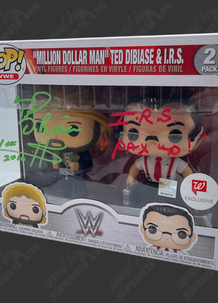 Ted DiBiase & I.R.S. dual signed WWE Funko POP Figure (Walgreens Exclusive 2-pack)