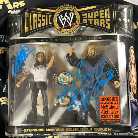 Triple H & Stephanie McMahon dual signed Classic Superstars Action Figures (w/ PSA)