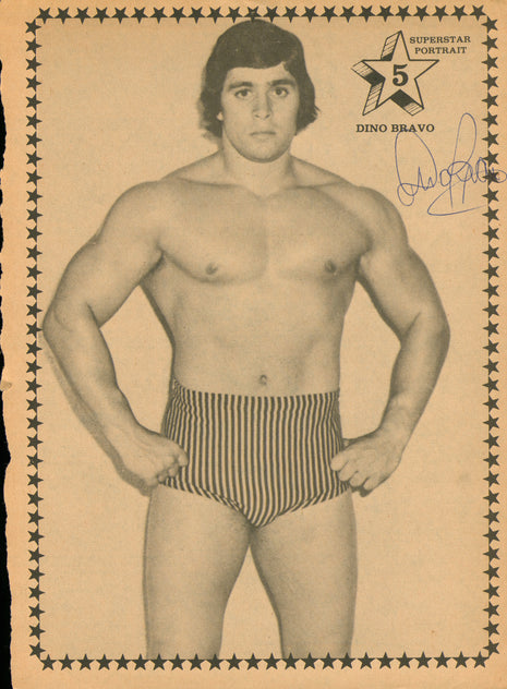 Dino Bravo signed Magazine Page