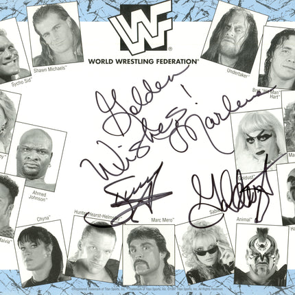 Sunny, Goldust, Marlena signed WWF 8X10 Autograph Placemat