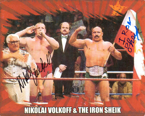 Iron Sheik & Nikolai Volkoff dual signed 8x10 Photo