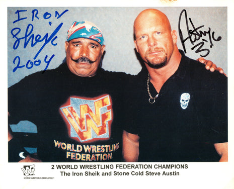 Steve Austin & Iron Sheik dual signed 8x10 Photo