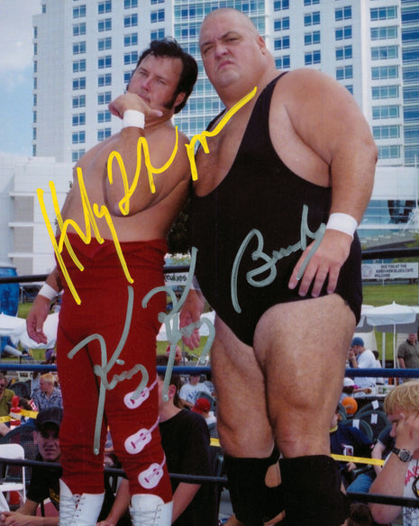 Honky Tonk Man & King Kong Bundy dual signed 8x10 Photo