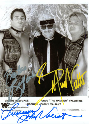 Greg Valentine, Brutus Beefcake & Johnny Valiant triple signed 8x10 Photo