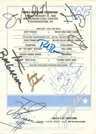 Multi-signed WWF Event Program Insert Card 8/31/90 Poughkeepsie, NY