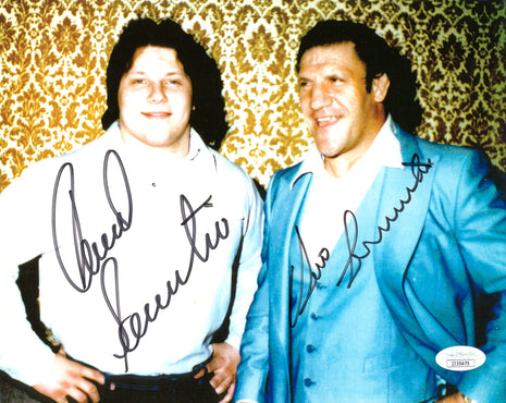 Bruno Sammartino & David Sammartino dual signed 8x10 Photo (w/ JSA)