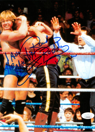 Rowdy Roddy Piper & The Mountie dual signed 8x10 Photo (w/ JSA)