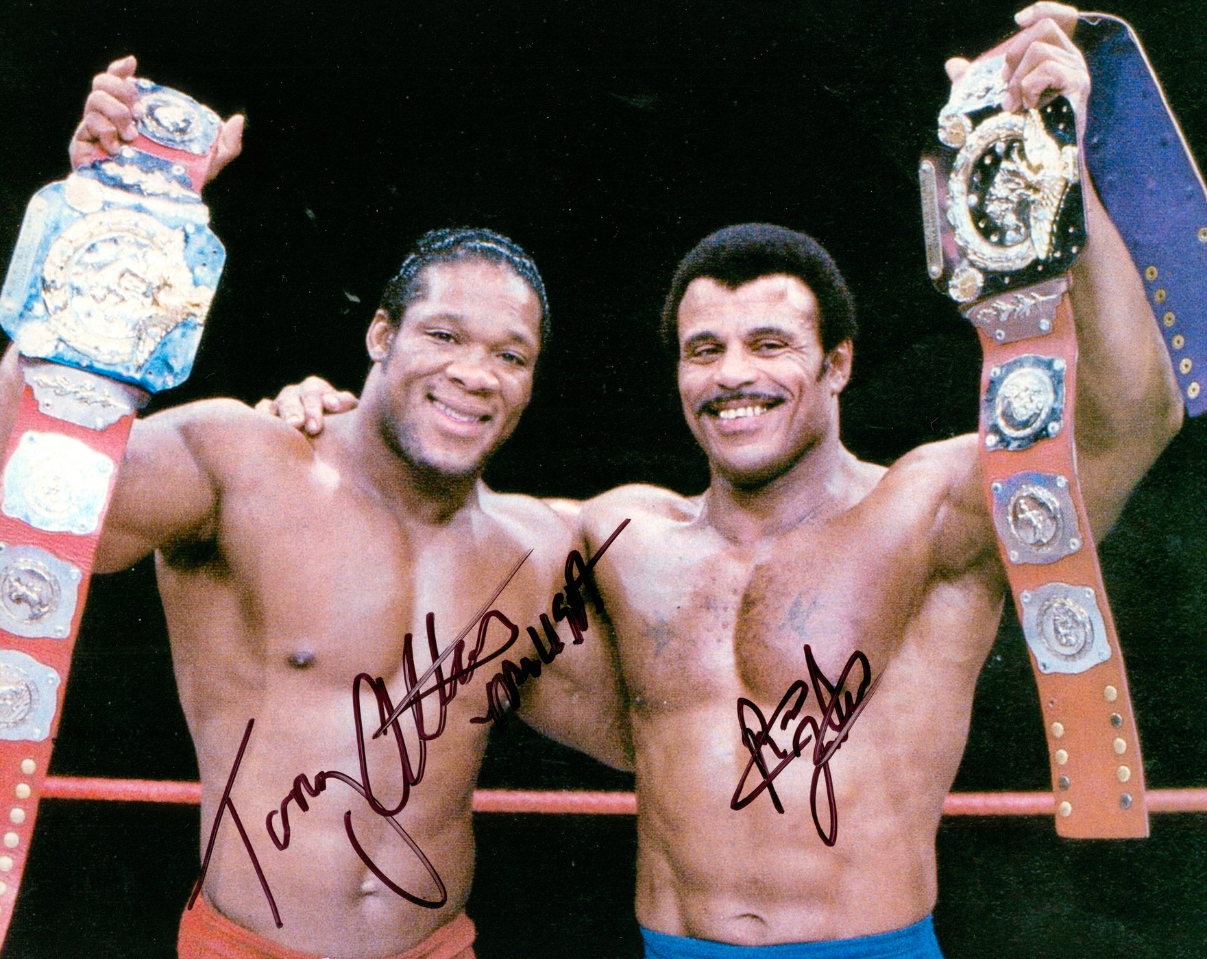 Rocky Johnson & Tony Atlas dual signed 8x10 Photo Signed By Superstars