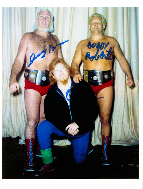 Sir Oliver Humperdink, Buddy Jack Roberts & Jerry Brown triple signed 8x10 Photo