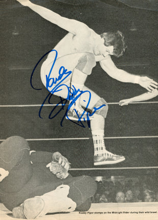 Rowdy Roddy Piper signed Magazine Page