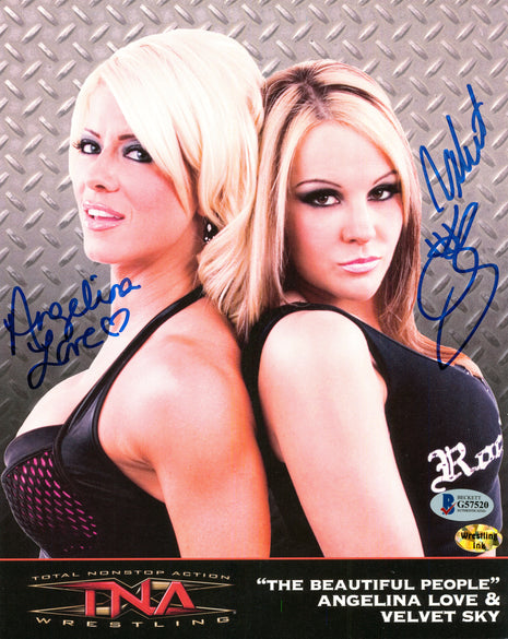 Velvet Sky & Angelina Love dual signed 8x10 Photo (w/ Beckett)