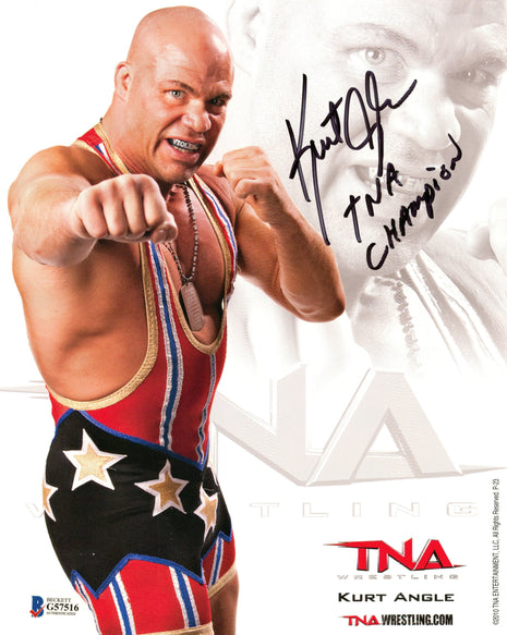 Kurt Angle signed 8x10 Photo (w/ Beckett)