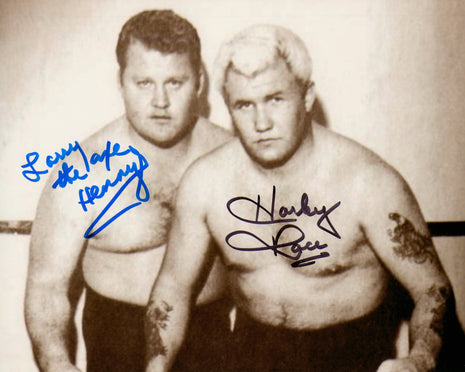 Harley Race & Larry Hennig dual signed 8x10 Photo