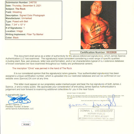 The Rock signed 8x10 Photo (w/ JSA)