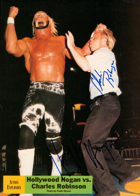 Hulk Hogan & Charles Robinson signed Magazine Page