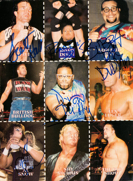 Dudley Boys, Scott Hall, Al Snow & Road Dogg signed Magazine Page