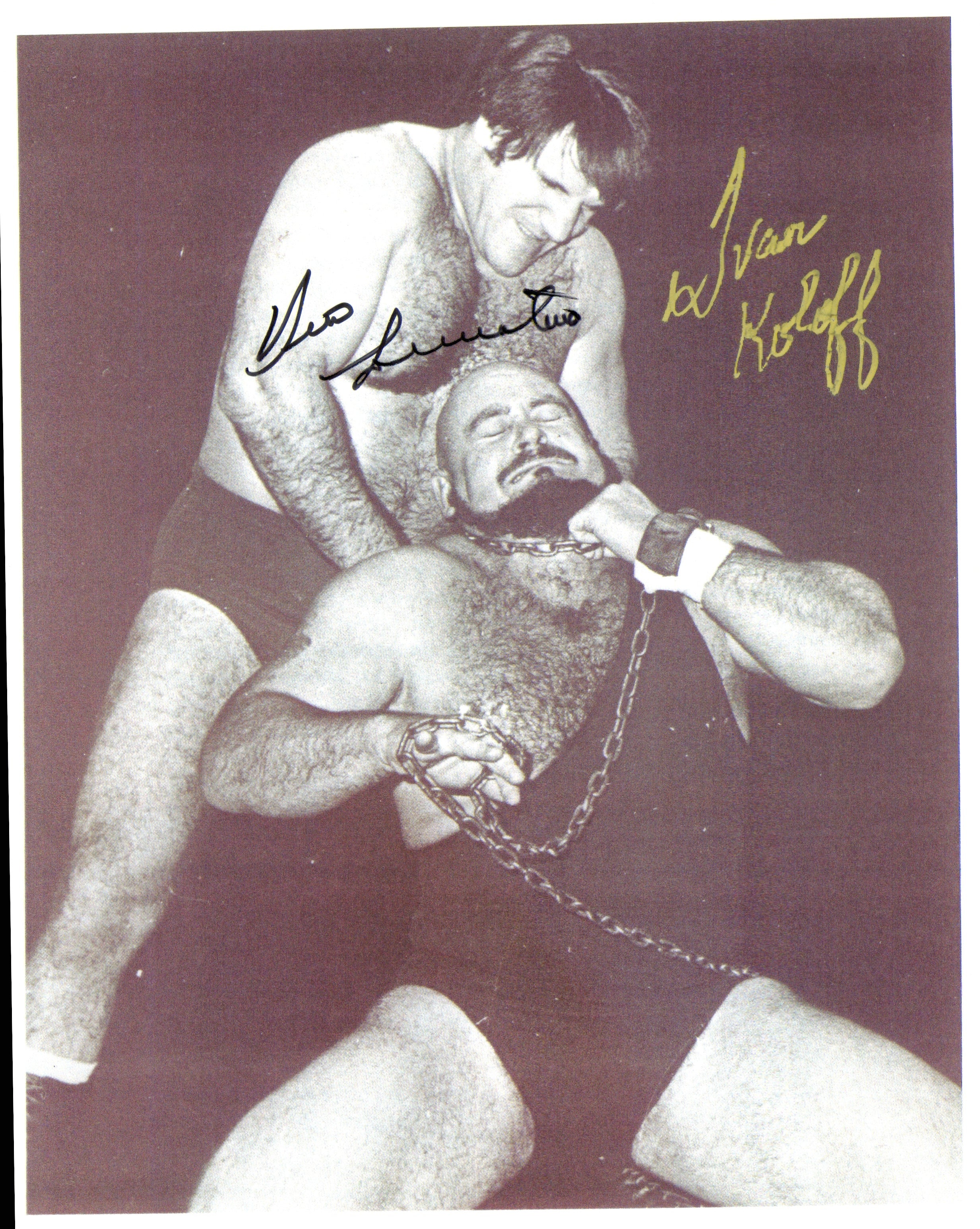 Bruno Sammartino & Ivan Koloff dual signed 8x10 Photo Signed By