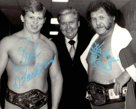 Bob Backlund & Harley Race dual signed 8x10 Photo