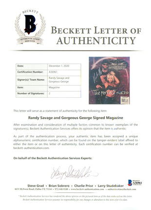 Randy Savage & Gorgeous George signed WCW Magazine June 1999 (w/ Beckett)